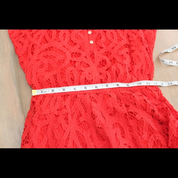 Abercrombie & Fitch Red Lace Button Front Dress - Picture 6 of 7